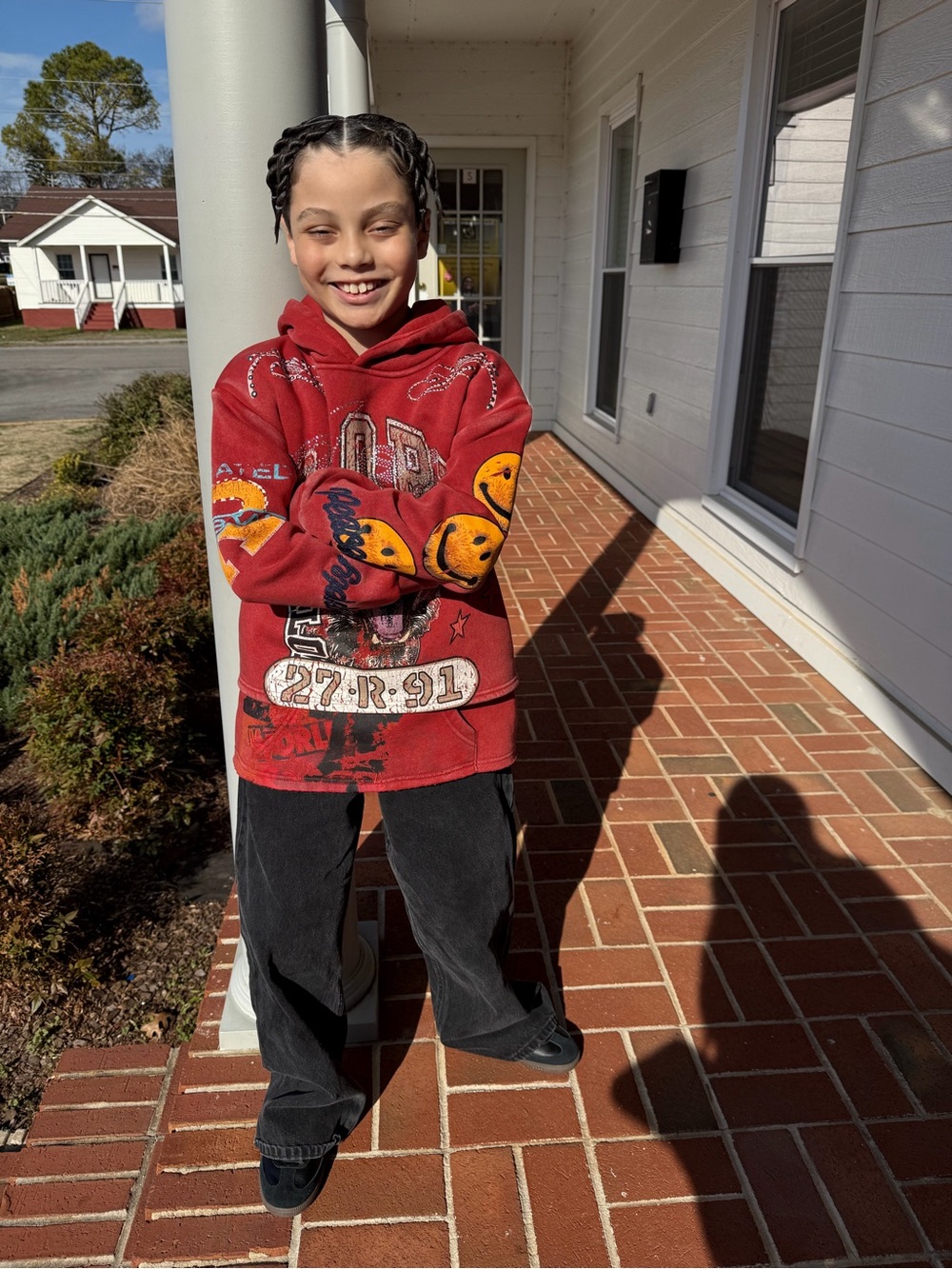 Kids Red Graphic Hoodie Sweatshirt